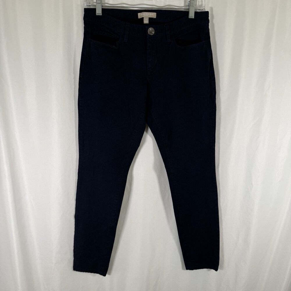 Banana Republic Sloan Pants Women's 4 Blue Low Rise Pockets Cotton Blend